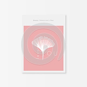 Love card print with ginko biloba plant