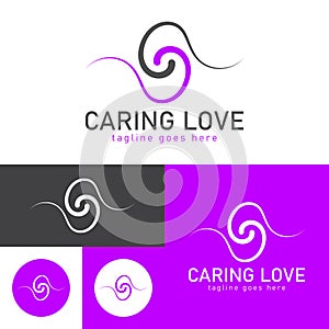 Love caring logo.Simple and creative icon style.Modern minimal. Vector illustration