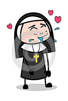 Love - Cartoon Nun Lady Vector Illustration