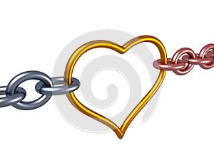 Love chain heart link. romance concept