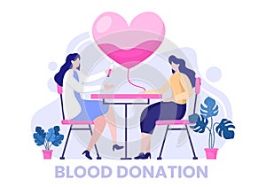 Love Charity or Blood Donation Through a Team of Volunteers Collaborating to Help and Collect Donations for Poster or Banner