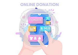 Love Charity or Online Giving Donation via Volunteer Team Worked Together to Help and Collect Donations for Poster or Banner