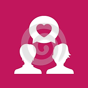 love chat icon with two women, vector