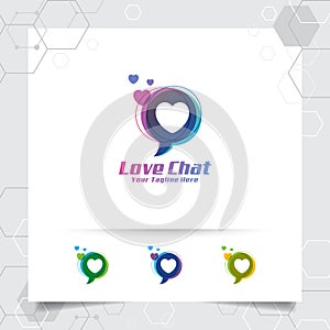 Love chat logo design concept of love vector and colorful style. Chat logo vector for app, community, communication, and software