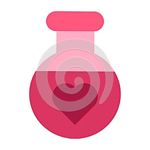 Love chemistry liquid in glass flask icon vector