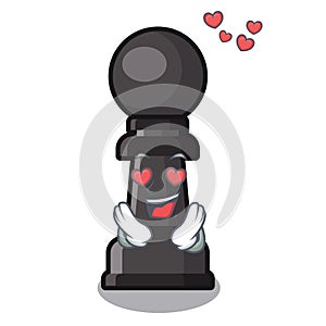 In love chess pawn in the cartoon shape