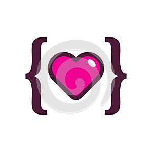 Love Code Logo Icon Design