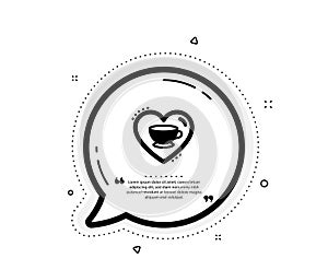Love coffee icon. Hot cappuccino cup sign. Heart with mug. Vector