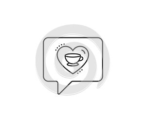 Love coffee line icon. Hot cappuccino cup sign. Heart with mug. Vector