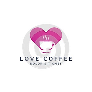 Love and coffee negative space logo design