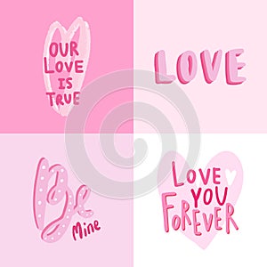 Collection of valentines day typographies