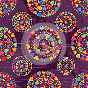 Love colorful glitter symmetry purple seamless patterm