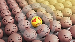 Love concept Emojis icons with facial expressions 3d render