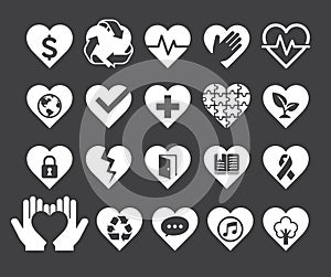 Love concept heart line icons style.