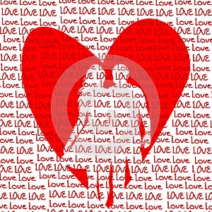 Love concept with heart and lovers couple photo