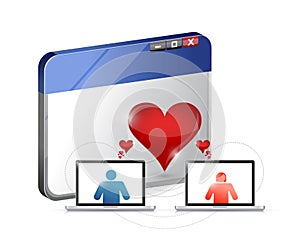 Love concept. internet dating illustration design