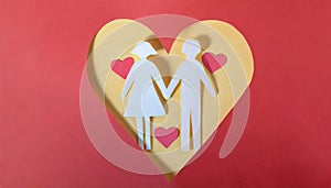 Love concept, loving couple silhouette holding hands, Sain Valentine card