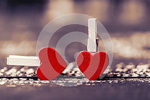 Love concept for mother`s day and valentine`s day. Valentine. Love. Valentine`s Day postcard. Happy Valentine`s day hearts on wood