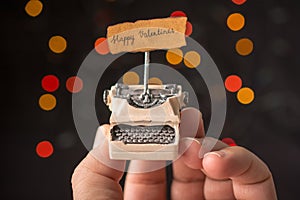 Love concept for valentine's day on typewriter