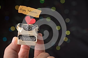 Love concept for valentine's day on typewriter