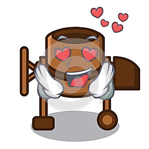 In love concrete mixer mascot cartoon