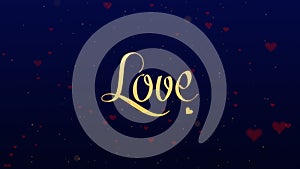 Love confession. Valentine`s Day lettering, isolated on blue background, which is bedecked with little cute red hearts