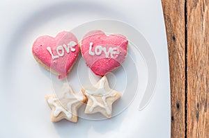 Love cookies in white dish