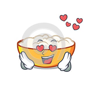 In love cottage cheese mascot cartoon