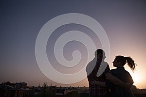 Love couple in beautiful sunset