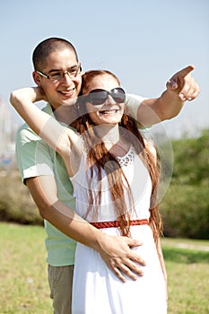 Love couple on A Footbridge