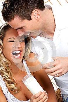 Love couple with milk