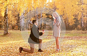 Love, couple, relationship and engagement concept -couple