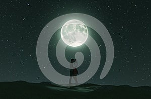 Love couples under the moonlight