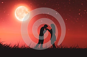 Love couples under the moonlight