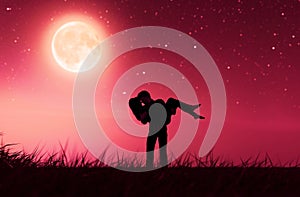 Love couples under the moonlight