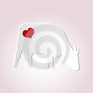 Love cow from paper simple silhouette icon