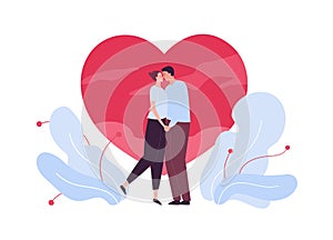 Love, date and relationship concept. Vector flat people illustration. Full length man and woman standing lovers couple standing in