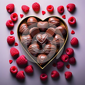 Love day. Happy Valentine's day! Valentines background with hearts. Chocolate candies in a heart shaped gift box