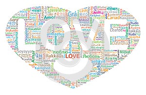 Love in Different Languages. Love Word Cloud in Many Languages