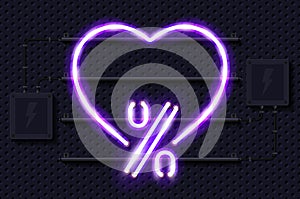 Love discount glowing purple neon lamp sign on a black electric wall