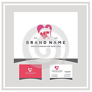 Love dog horse cat logo design and business card vector