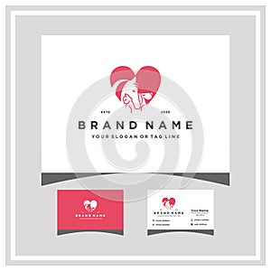 Love dog horse cat logo design and business card vector