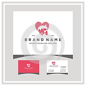 Love dog horse cat logo design and business card vector