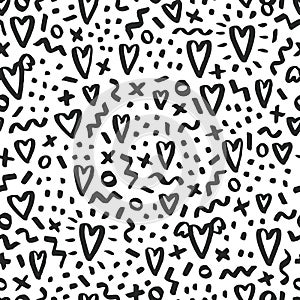 Love doodle background with hearts