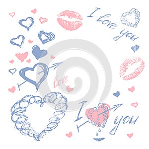 Love doodle romantic background vector
