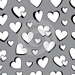 Love double love black and white 3d seamless pattern