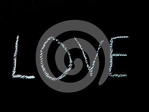 LOVE drawing freehand, with love white text artwork black background abstract.