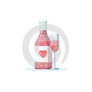 Love drink bottle and glass icon. Valentine day