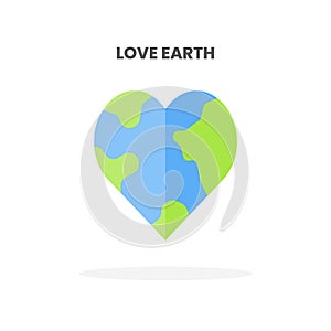 Love Earth icon flat.