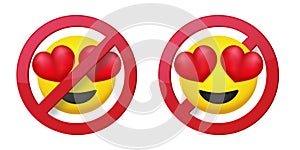 love emoji ban prohibit icon. Not allowed taboo .